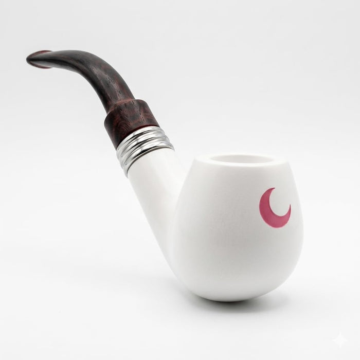 Brando Moon Tobacco Pipe Textured Grip Unbreakable Deep White Base