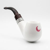 Brando Moon Tobacco Pipe Textured Grip Unbreakable Deep White Base