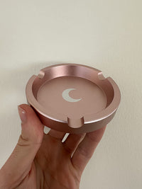 Brando Moon Small Round Metal Ashtray - Cute Ornament for Home, Office, Indoor Decor