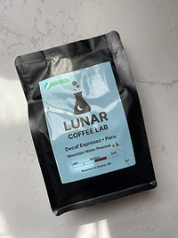 Lunar Coffee Lab Organic Decaf Espresso Single Origin Coffee Peru - Naturally Mountain Water Processed - Medium Dark Roast (8oz)