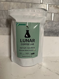 Lunar Coffee Lab Half Caff Organic Dark Roast Coffee - Half Decaf Mountain Water Process Guatemala Half Fair Trade Volcanic Colombia - Dark Roast Whole Bean Coffee (8oz)