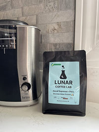 Lunar Coffee Lab Organic Decaf Espresso Single Origin Coffee Peru - Naturally Mountain Water Processed - Medium Dark Roast (8oz)