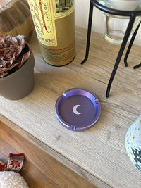 Brando Moon Small Round Metal Ashtray - Cute Ornament for Home, Office, Indoor Decor