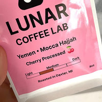 Lunar Coffee Lab Yemen Mocca Natural Medium Light Roast Coffee - Drought Resistant Coffee Bean - Cherry Processed Whole Bean