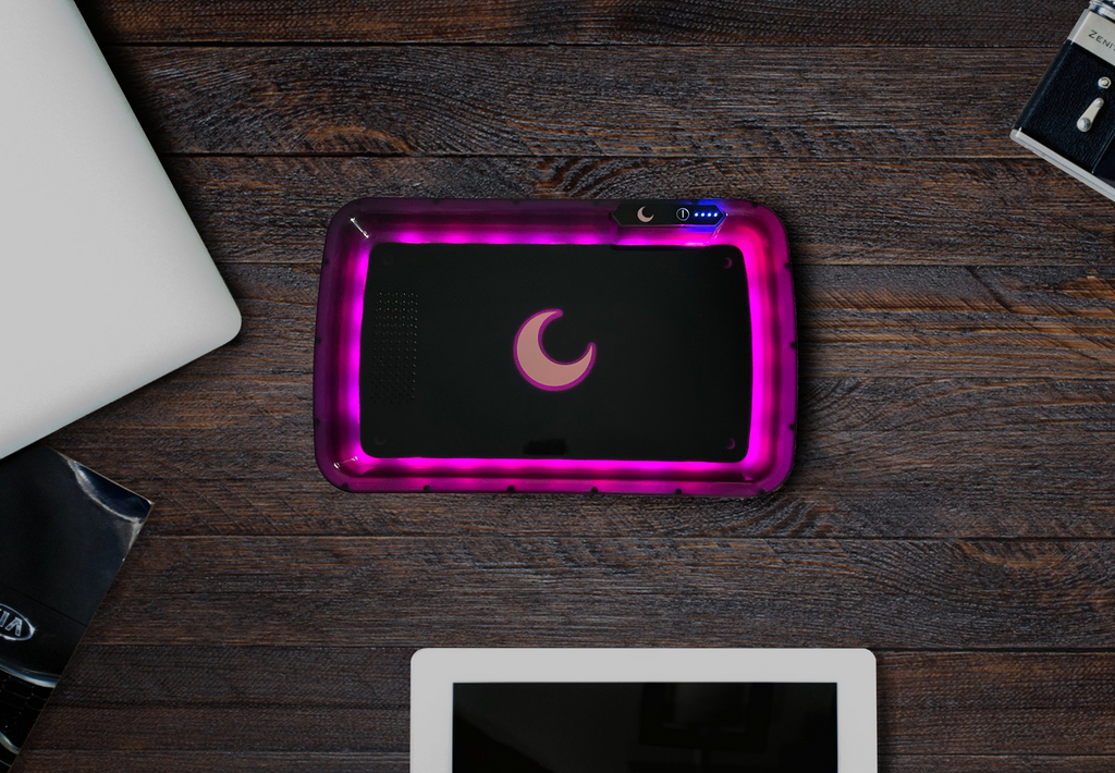 LED rolling tray with rechargeable battery