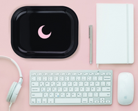 Brando Moon Rolling Tray with Moon - 5.5 x 7 inch Small Rolling Tray - Lightweight Curved Edges and Smooth Surface for easy Rolling