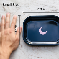 Brando Moon Rolling Tray with Moon - 5.5 x 7 inch Small Rolling Tray - Lightweight Curved Edges and Smooth Surface for easy Rolling