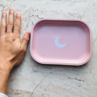 Brando Moon Rolling Tray with Moon - 5.5 x 7 inch Small Rolling Tray - Lightweight Curved Edges and Smooth Surface for easy Rolling
