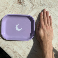 Brando Moon Rolling Tray with Moon - 5.5 x 7 inch Small Rolling Tray - Lightweight Curved Edges and Smooth Surface for easy Rolling