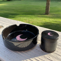 Small Round Ceramic Ashtray - Ornament for Home, Office, Indoor Decor - 4x4x1.1 inch