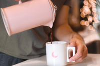 Soft Ceramic Mug with Handle - Ceramic Coffee Mug with Engraved Pink Moon - Dishwasher and Microwave Safe Mug for Home and Office, D-8.5cm H-10 cm