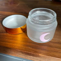 Brando Moon Small Stash Jar with Pink Moon - Opaque Frosted Glass Jar with Rose Gold Lid - Multi-Use Container for Spices, Coffee etc - Perfect Travel Size