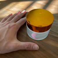 Brando Moon Small Stash Jar with Pink Moon - Opaque Frosted Glass Jar with Rose Gold Lid - Multi-Use Container for Spices, Coffee etc - Perfect Travel Size