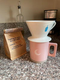Soft Ceramic Mug with Handle - Ceramic Coffee Mug with Engraved Pink Moon - Dishwasher and Microwave Safe Mug for Home and Office, D-8.5cm H-10 cm
