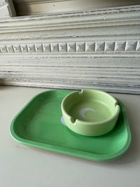 Small Round Ceramic Ashtray - Ornament for Home, Office, Indoor Decor - 4x4x1.1 inch