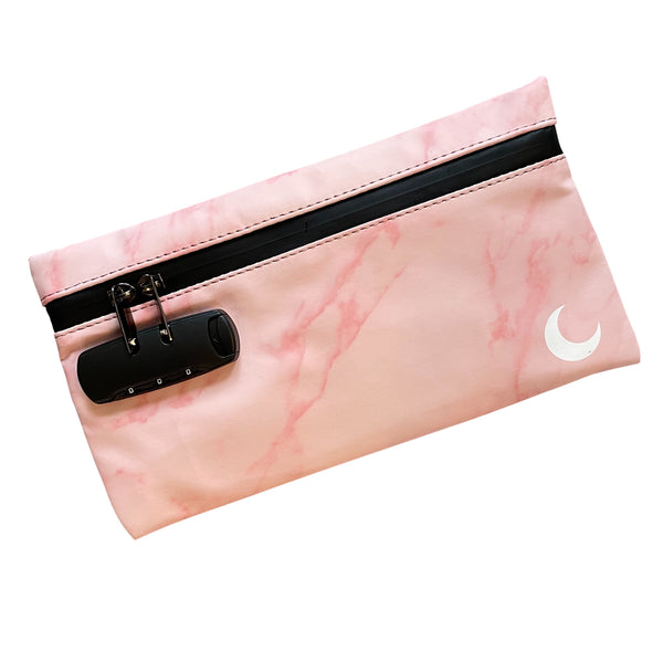 Brando Moon Pink Marble Lock Bag - Smell Proof Active Carbon - Air Tig