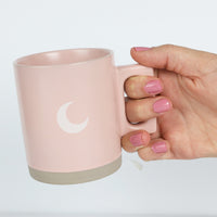 Soft Ceramic Mug with Handle - Ceramic Coffee Mug with Engraved Pink Moon - Dishwasher and Microwave Safe Mug for Home and Office, D-8.5cm H-10 cm